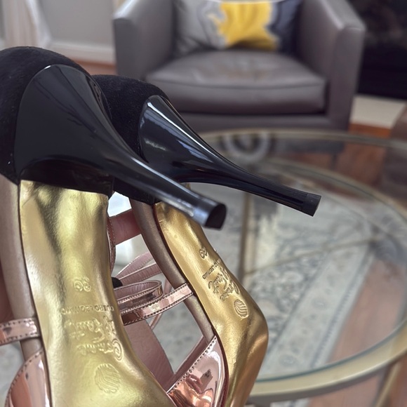 Comme Il Faut Buenos Aires Argentine Tango Elegant Rose Gold Black Heels Shoes - Picture 9 of 12